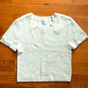 Mint green fuzzy crop sweater